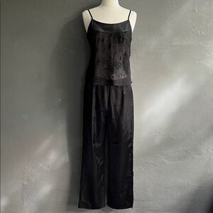 Valerie Stevens Black Floral Pajama Set